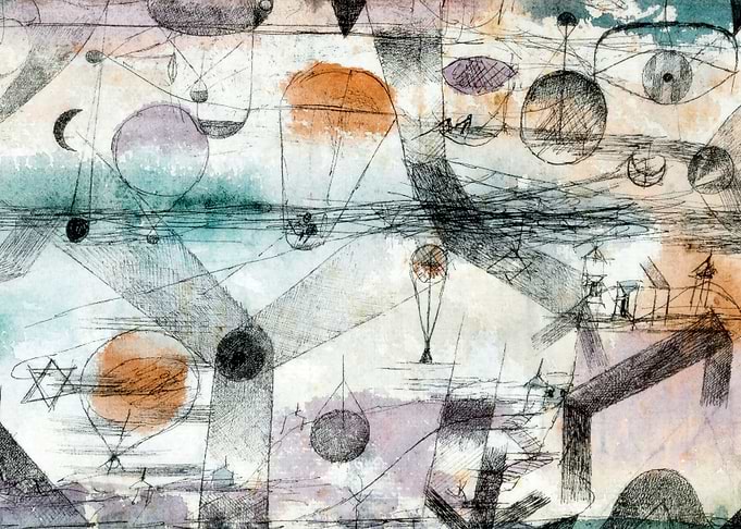 Abstract Watercolor with Geometric Shapes, paul klee art