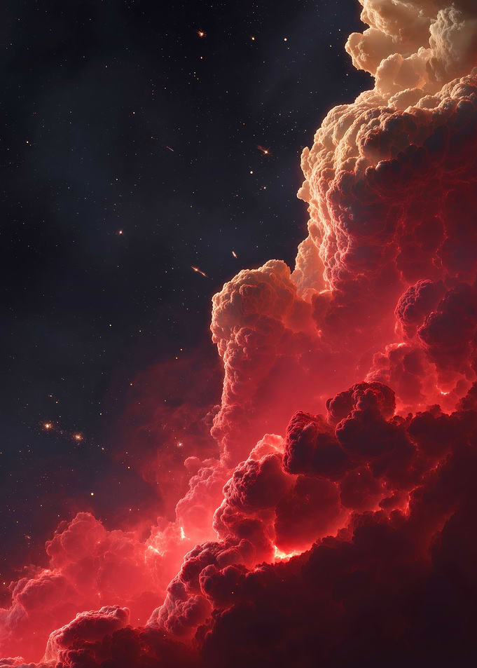 Fiery Cosmic Cloud Explosion in Deep Space