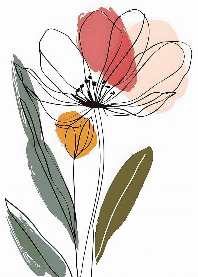 Abstract Floral Line Art