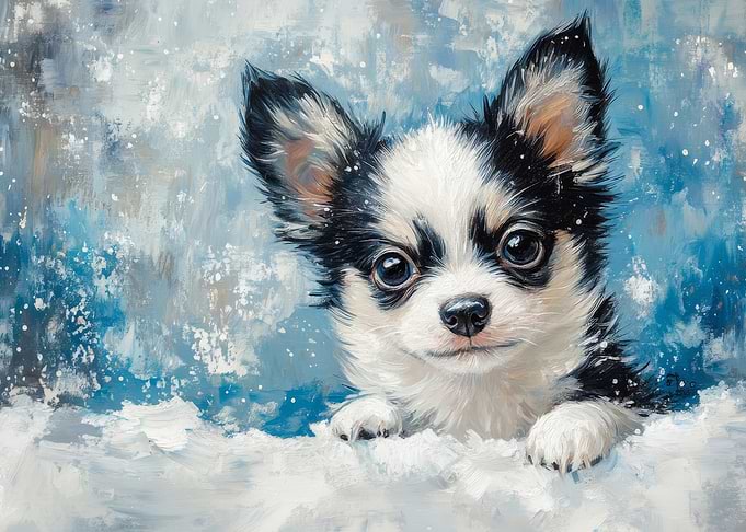 Chihuahua Puppy Painting | Chihuahua in Snow