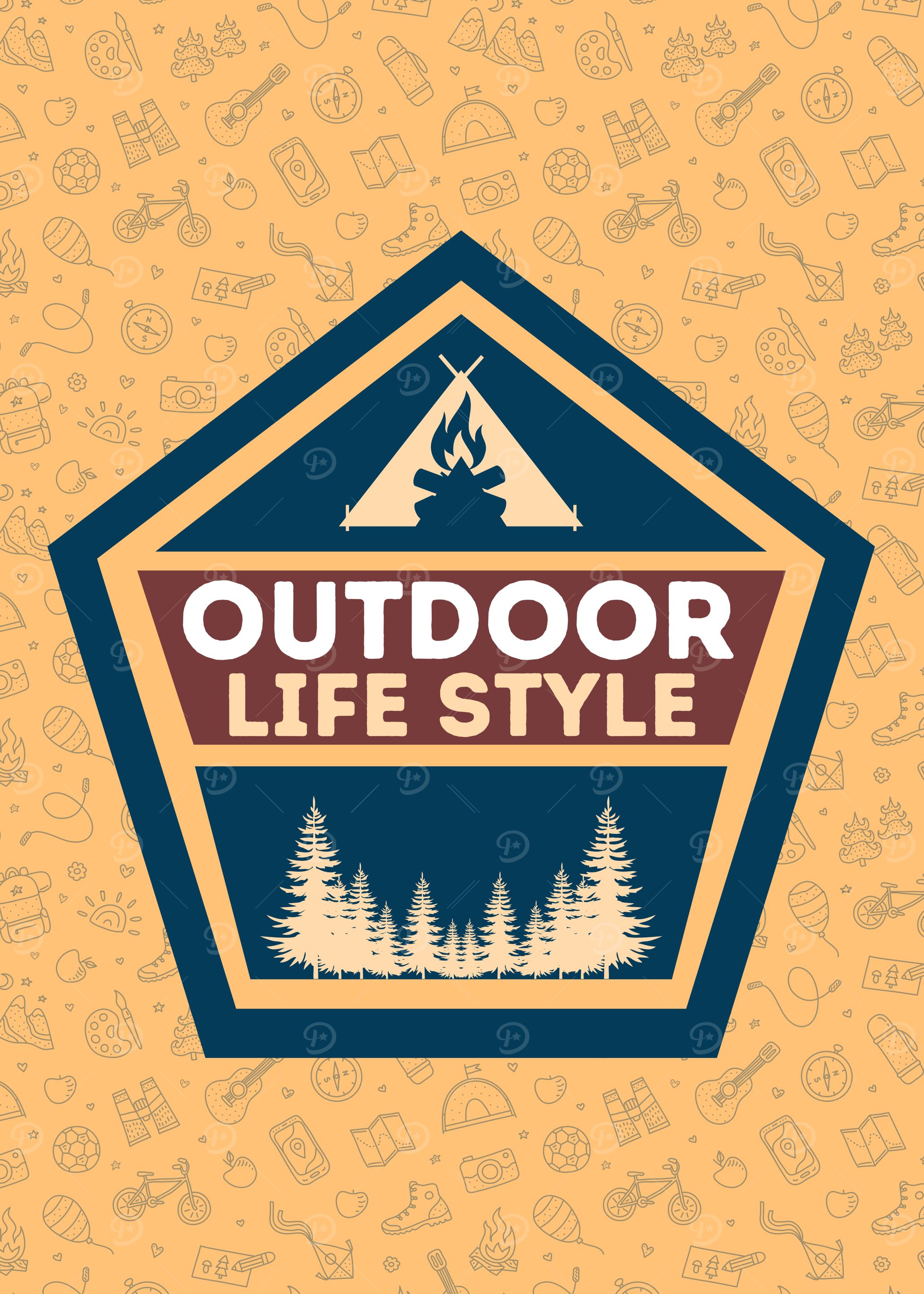 Outdoor Lifestyle Emblem with Camping Theme