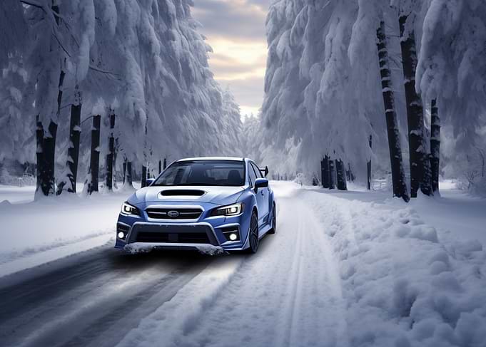Subaru WRX in Winter road
