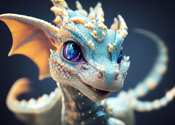 cute baby dragon portrait