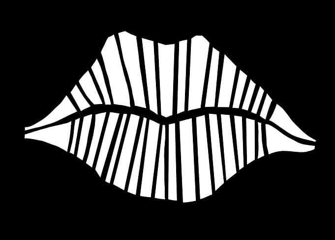 Abstract Lips Black and White