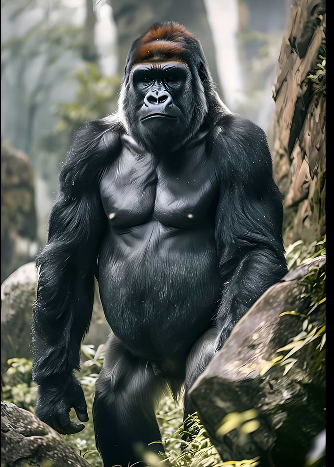 Majestic Gorilla Portrait in Natural Habitat