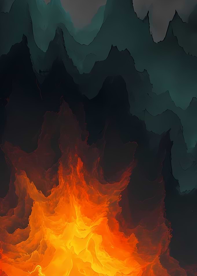 Abstract Fire and Dark Landscape