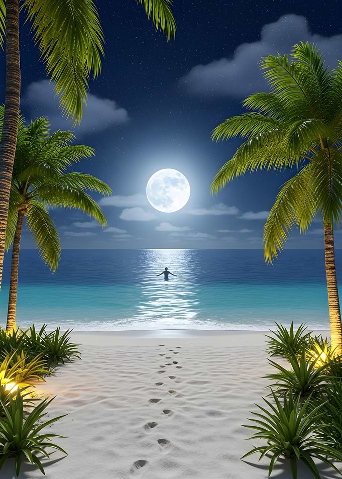 Moonlit Beach Serenity