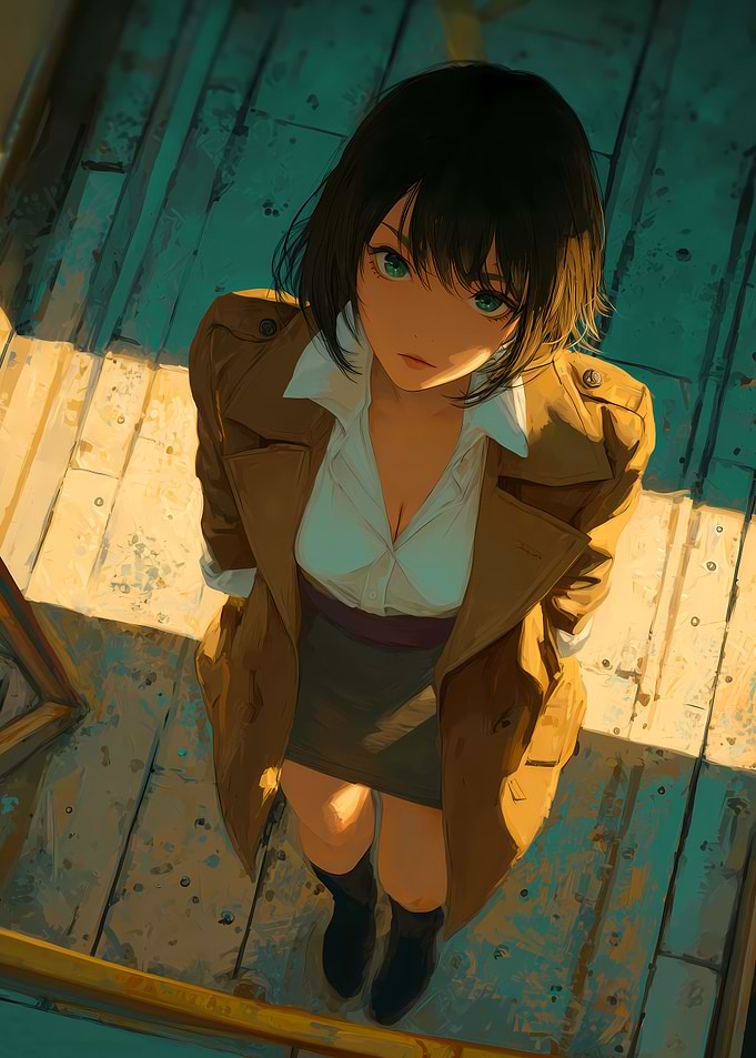 Anime Girl Looking Upward
