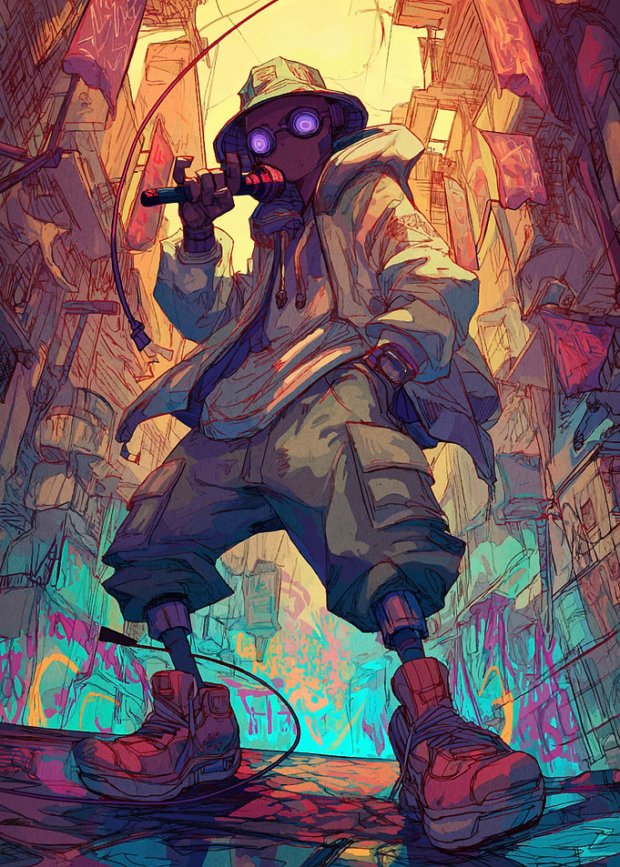 Urban Rapper with Glowing Eyes