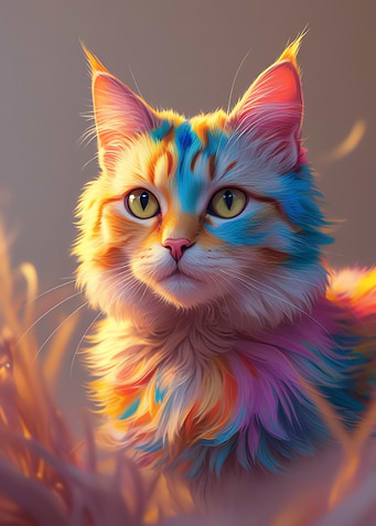 Colorful Cat Portrait