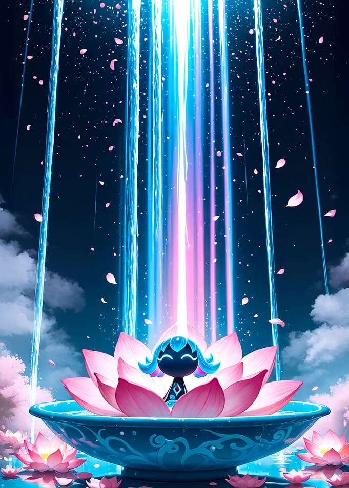Lotus Bloom with Figure and Light