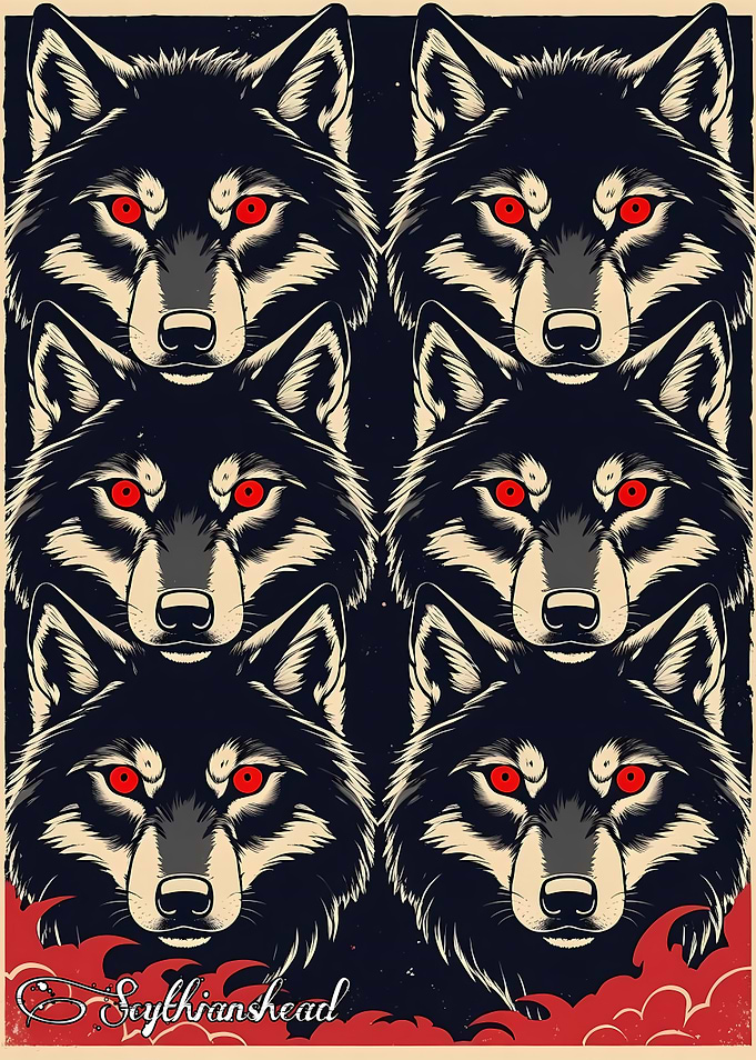 Wolf Pack with Red Eyes Pattern