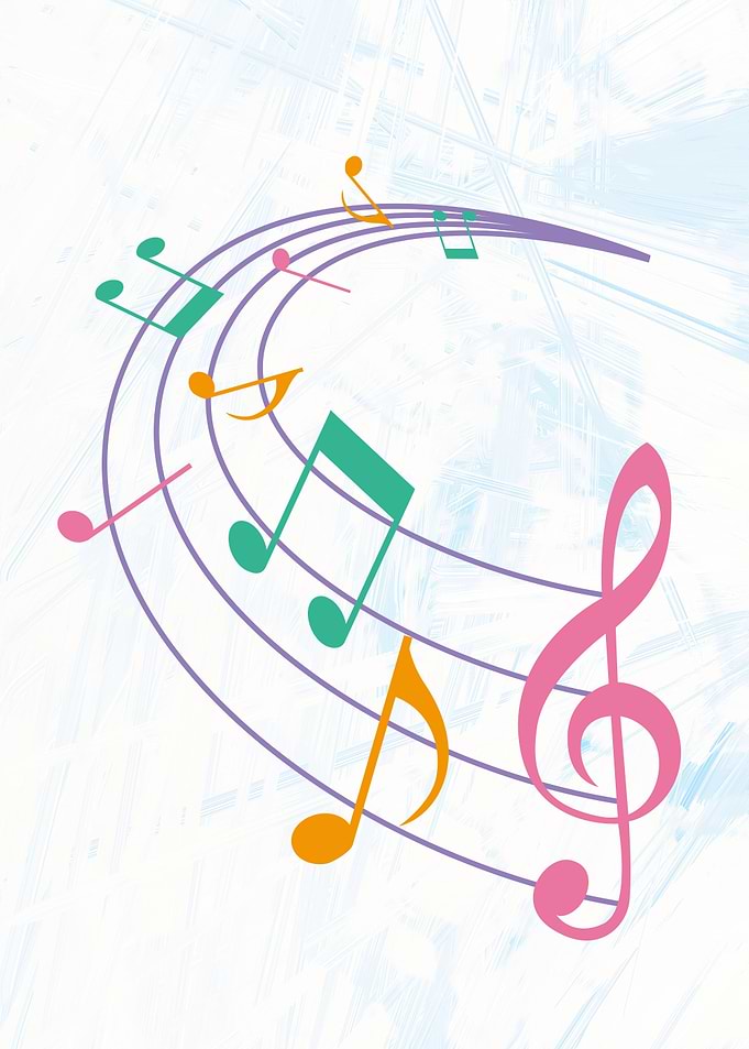Colorful Music Notes on Staff