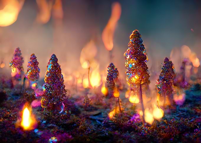 magical forest with glowing trees