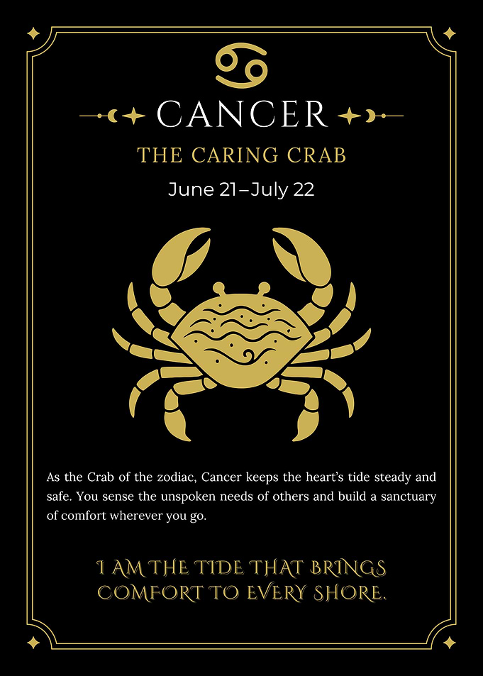 Cancer Zodiac Art with Golden Crab Symbol