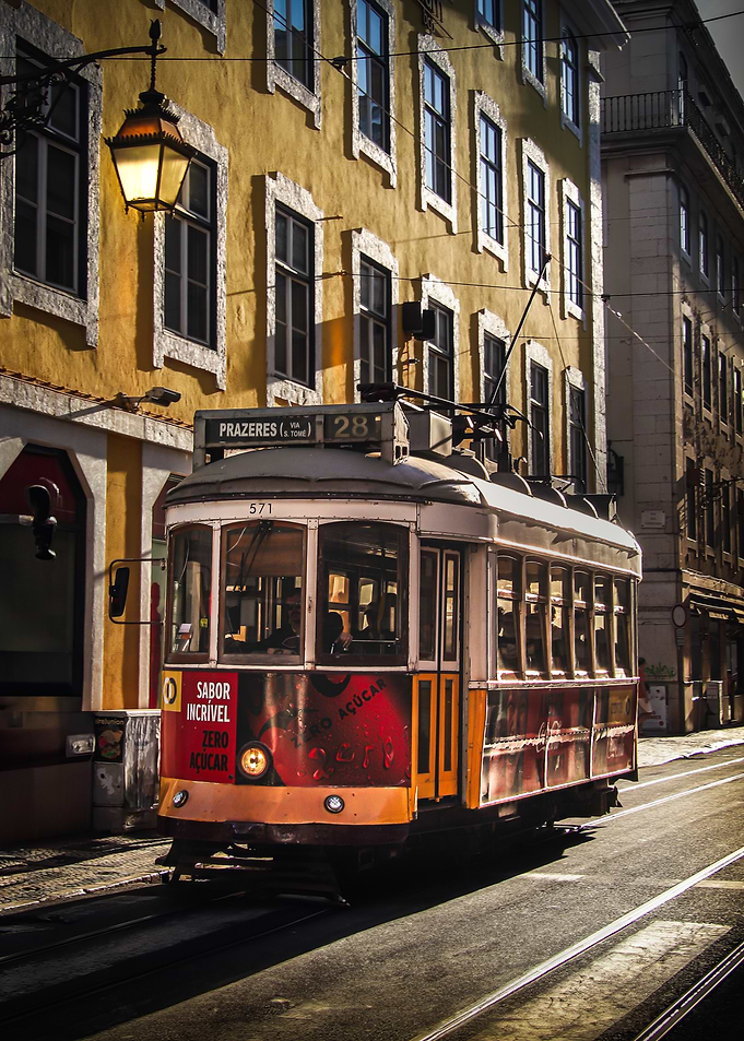 Vintage Tram in Lisbon, Portugal