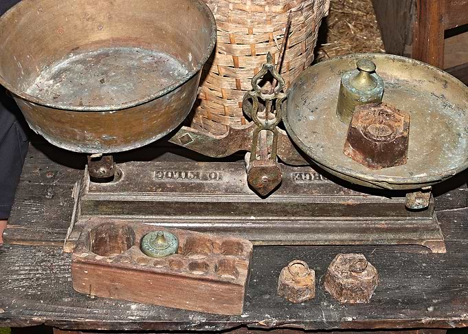Antique Balance Scale with Weights