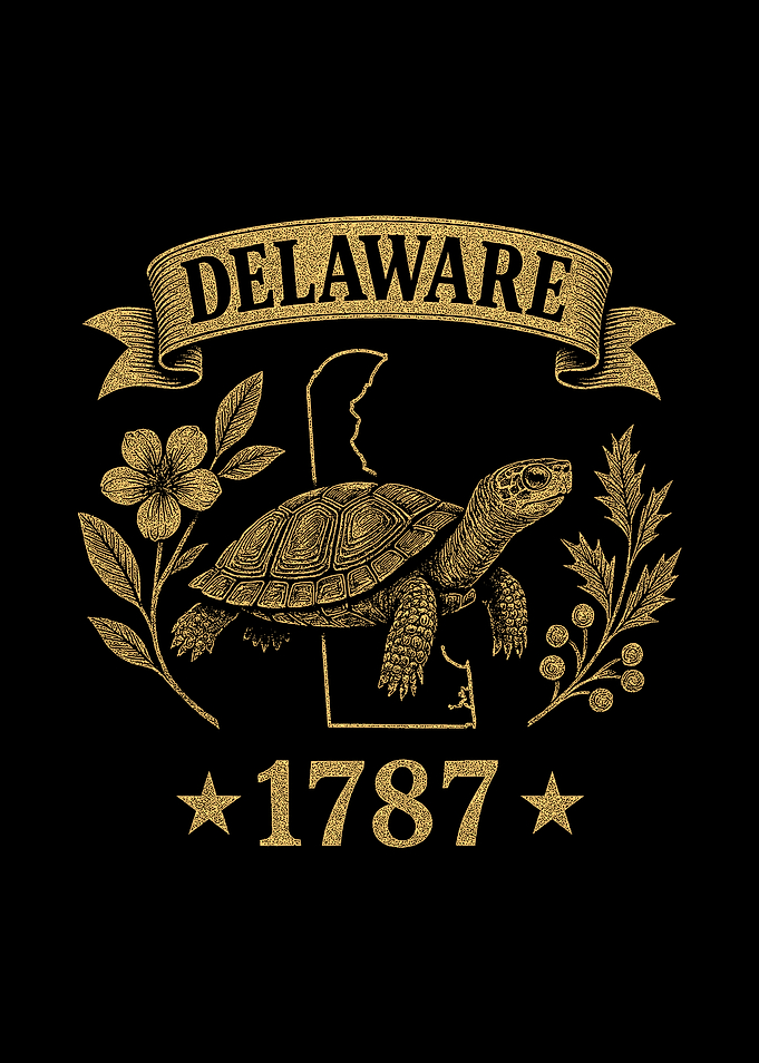 Delaware 1787 Turtle Coastal Nature Retro Pride