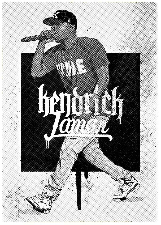 Kendrick Lamar Black and White Illustration