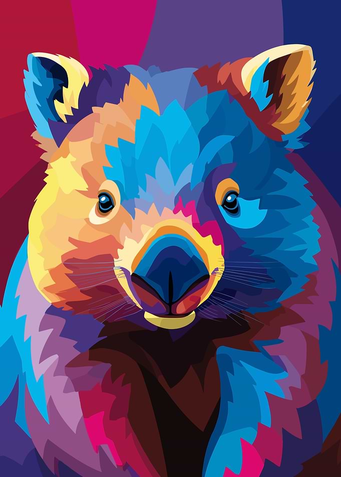 Colorful Wombat Portrait