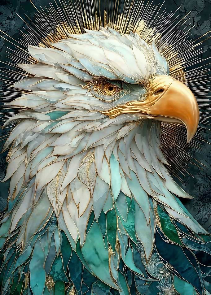 Elegant Eagle Portrait with Golden Accents