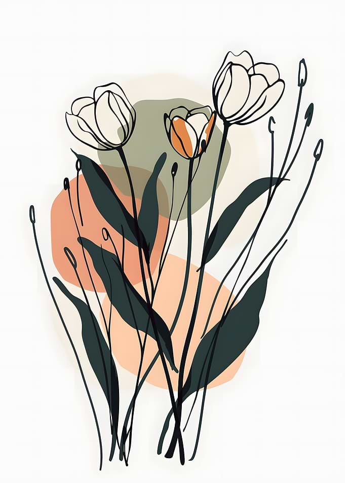 Minimalist Floral Art with Tulips