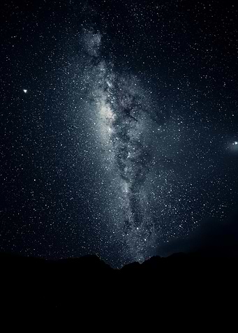 Milky Way over Dark Mountain Silhouette