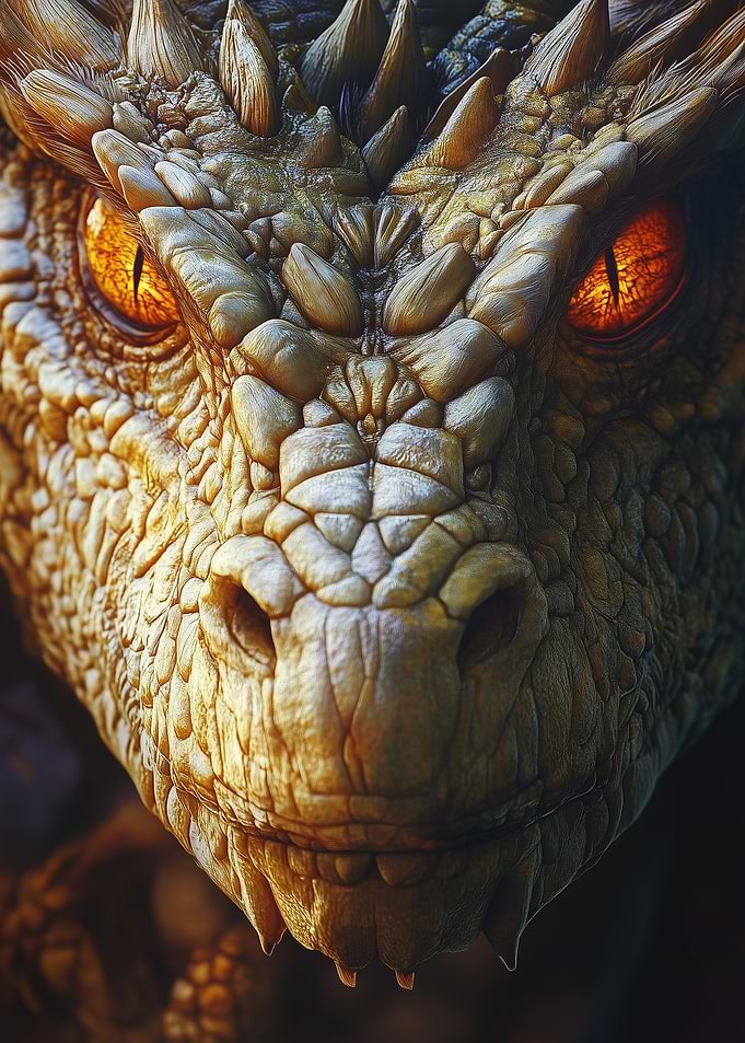 Dragon face glowing eyes