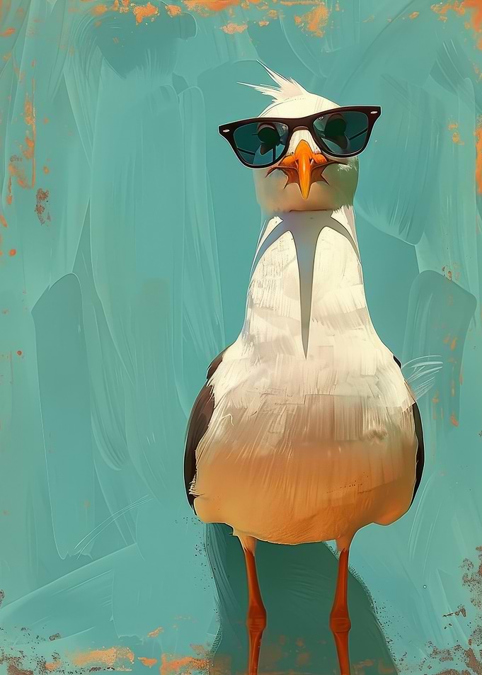 Cool Seagull with Sunglasses