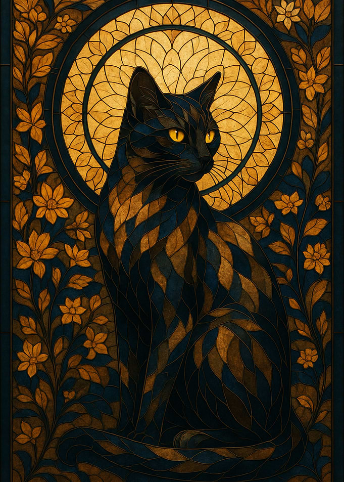 Stained Glass Cat Art