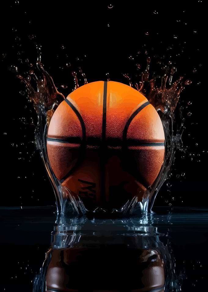 Basketball Splashing in Water
