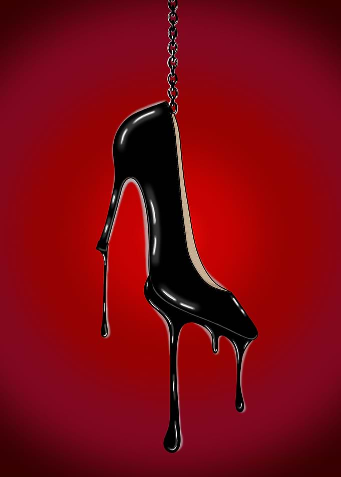 Dripping Black High Heel Shoe