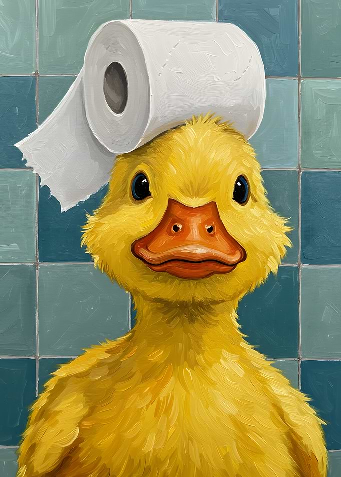 Duckling with Toilet Paper Hat