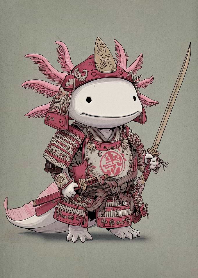 Axolotl Samurai Warrior
