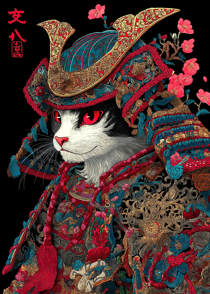 Samurai Cat Portrait