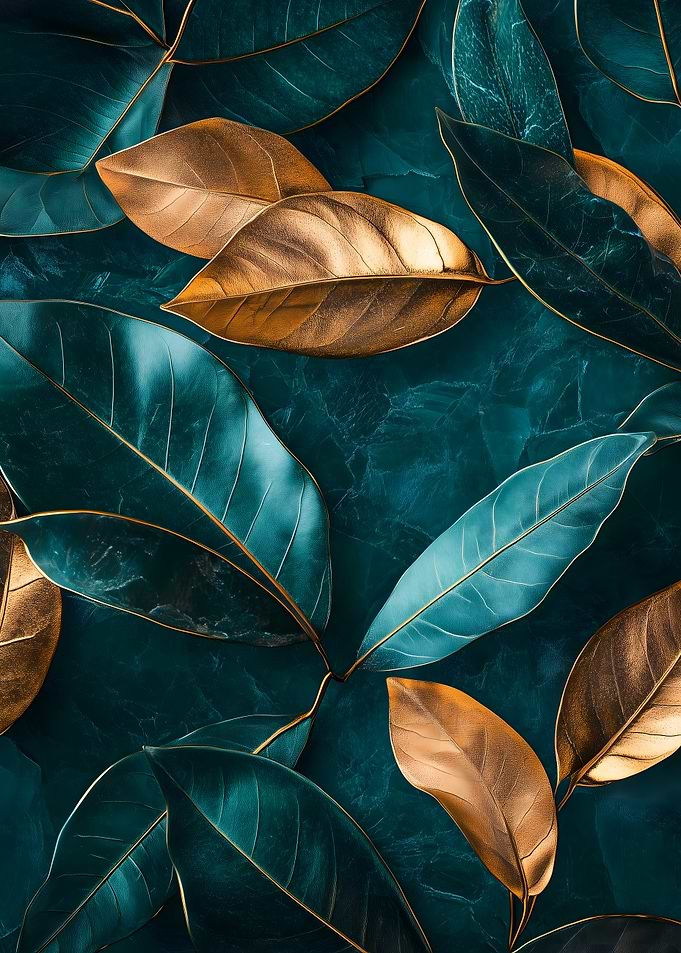 Teal and Gold Leaf