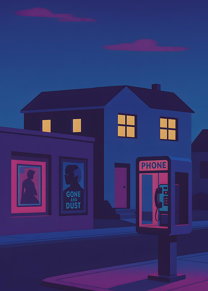 Night Street Scene with Phone Booth