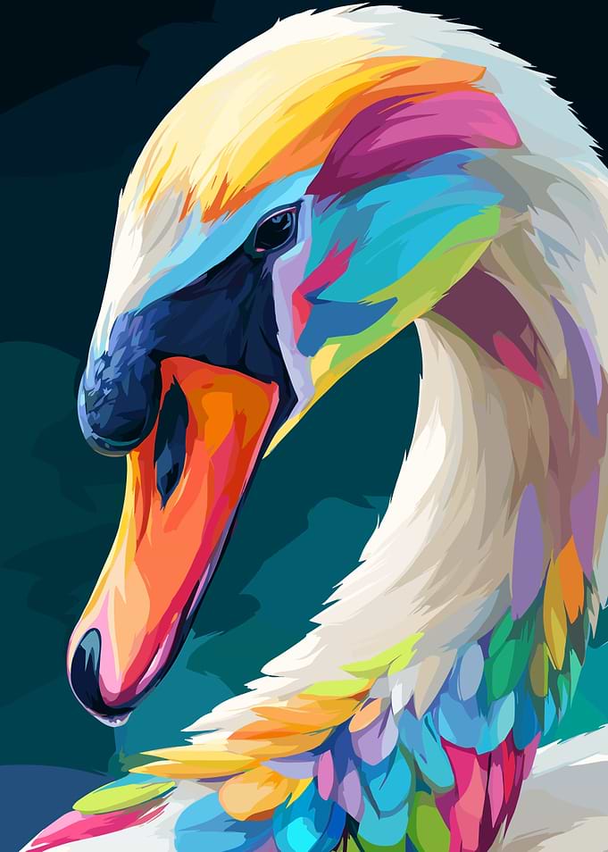 Colorful Swan Portrait