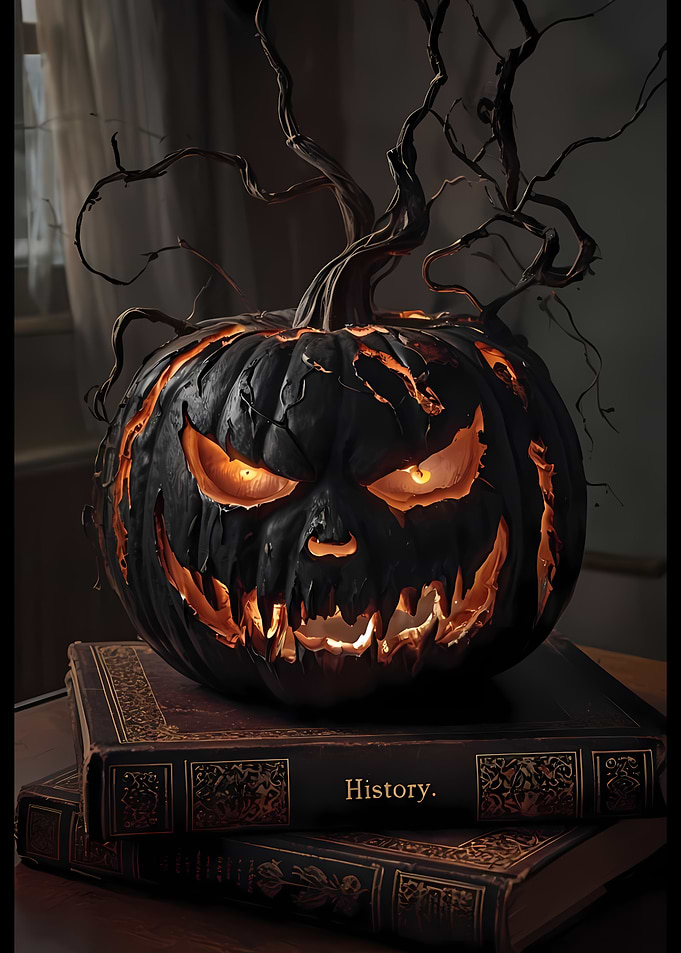 Dark Halloween Pumpkin on Books