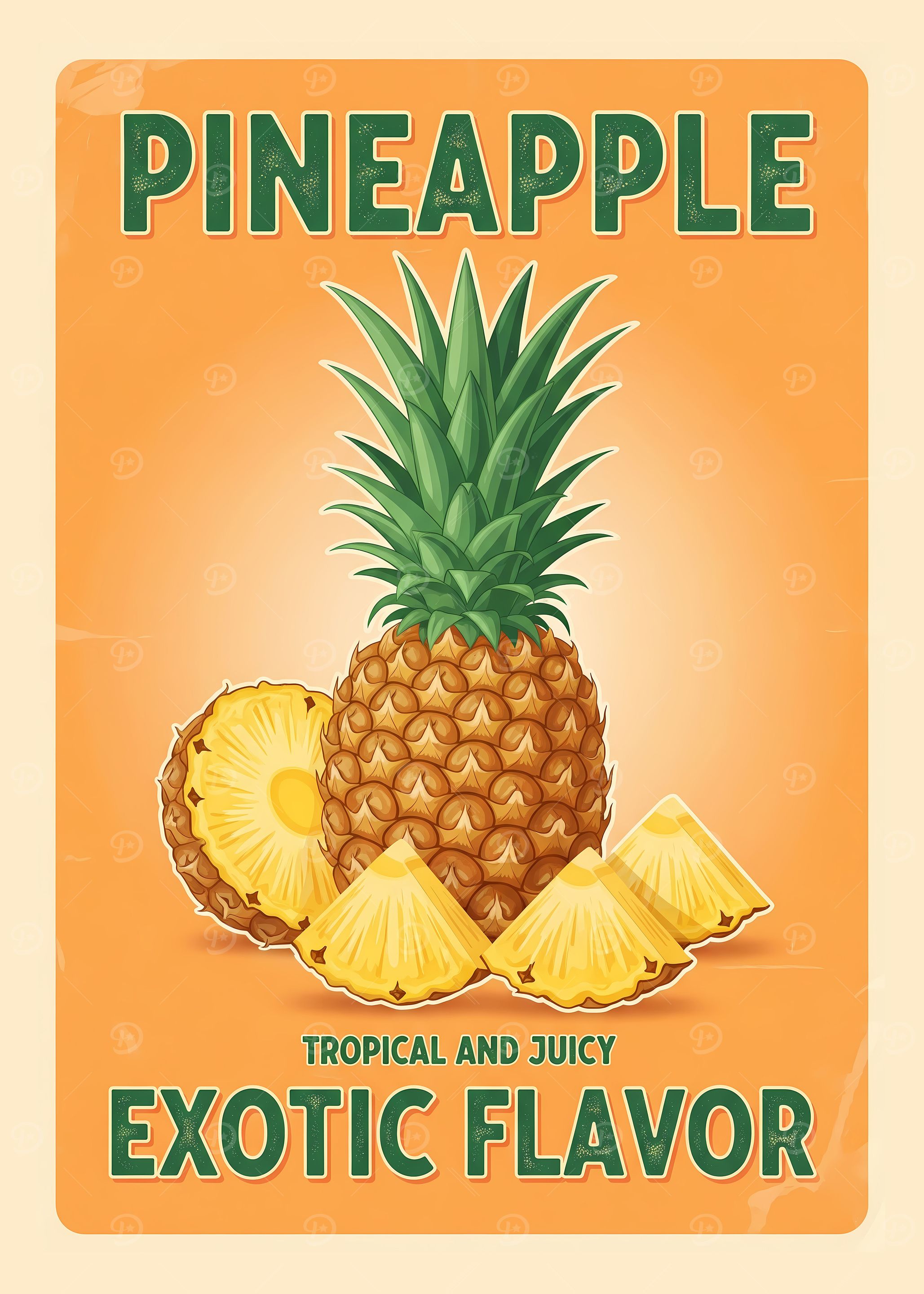 Pineapple Exotic Flavor Vintage Poster