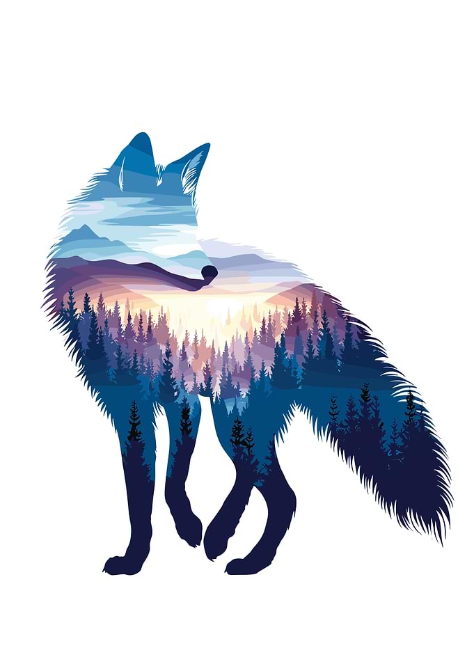 Fox Silhouette Landscape