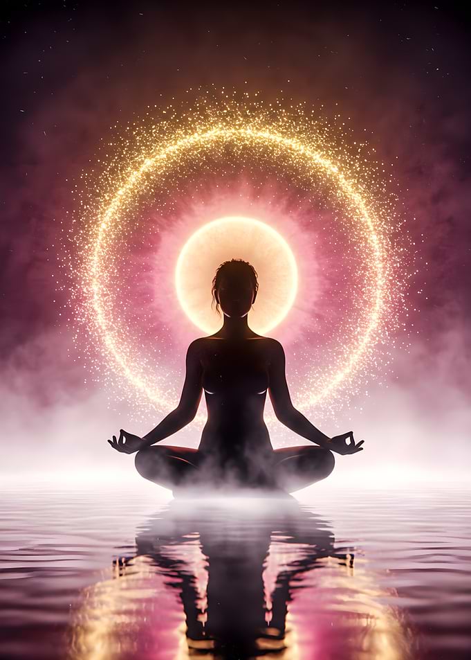 Meditating Figure with Golden Aura