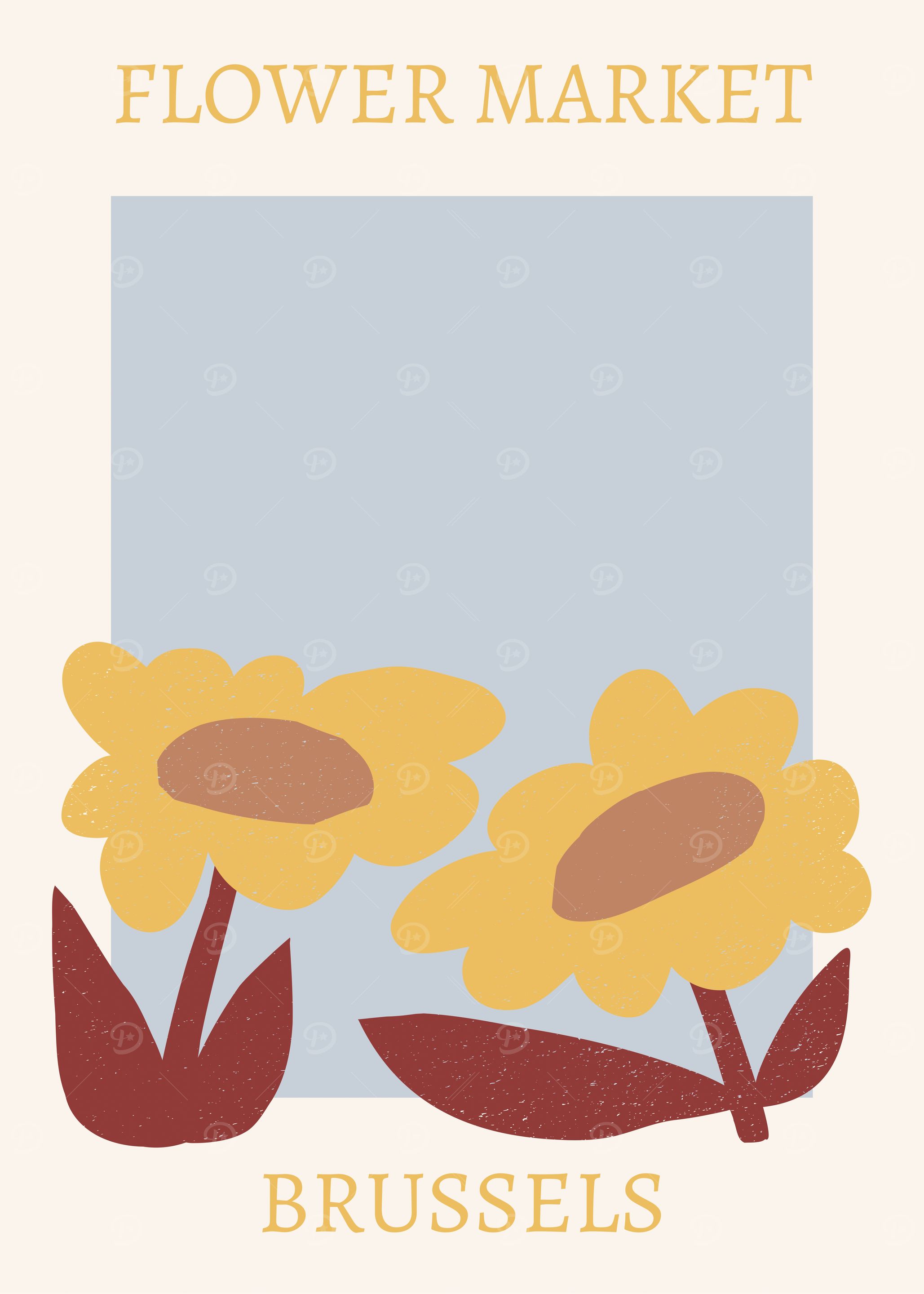 Flower Market Brussels Minimalist Art Print