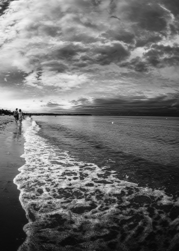 Black and White Beach Scene