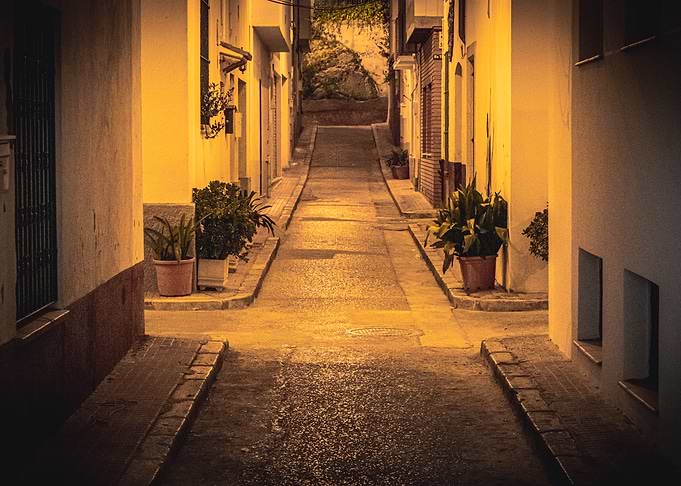 Narrow Street in European Town