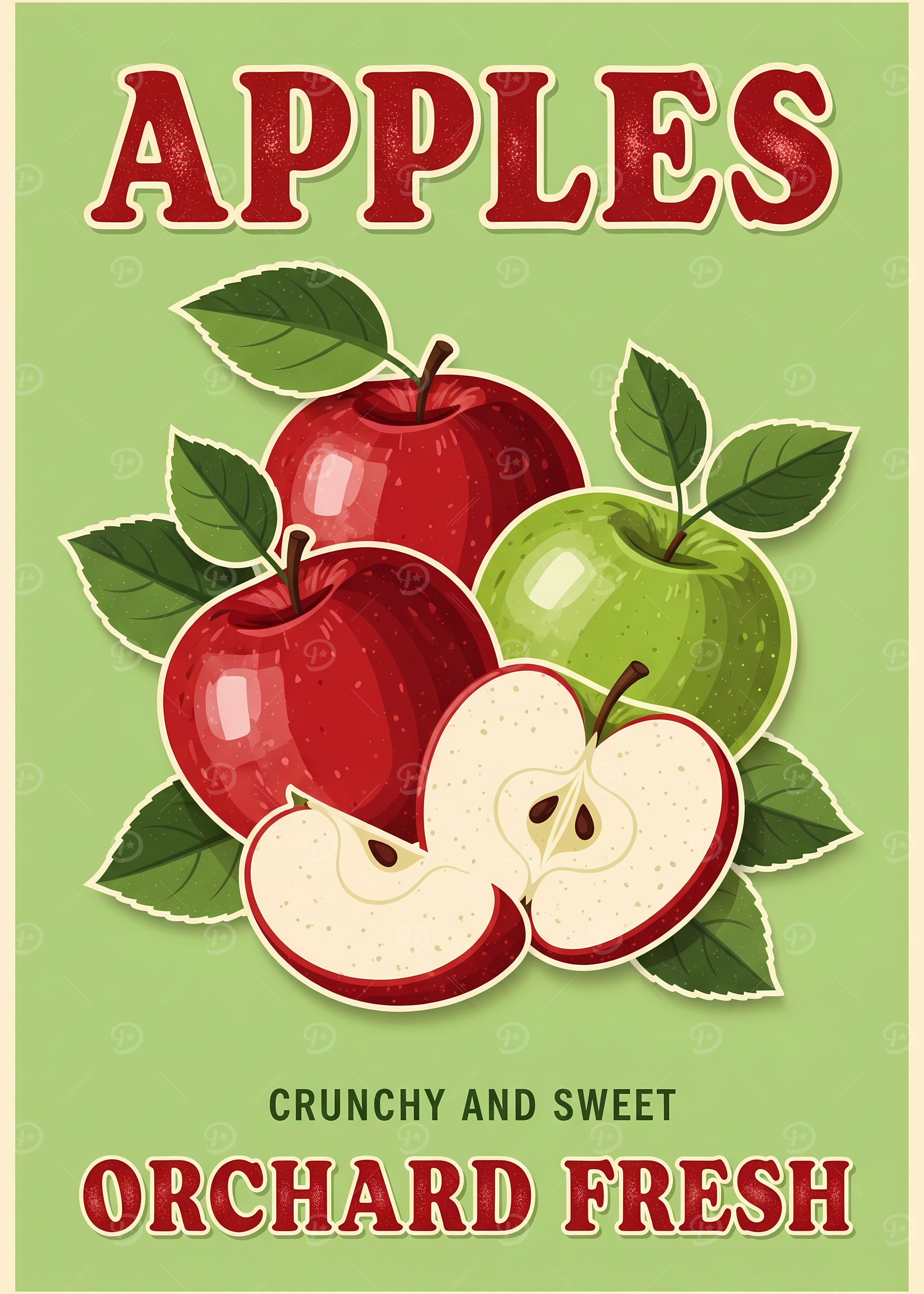 Apples Orchard Fresh Vintage Poster