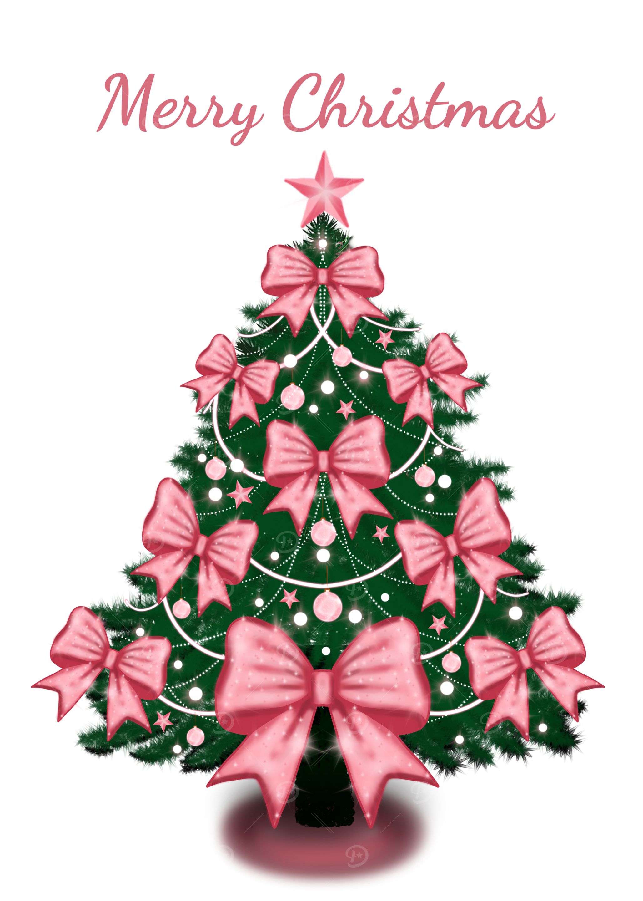 Christmas Tree with Pink Bows