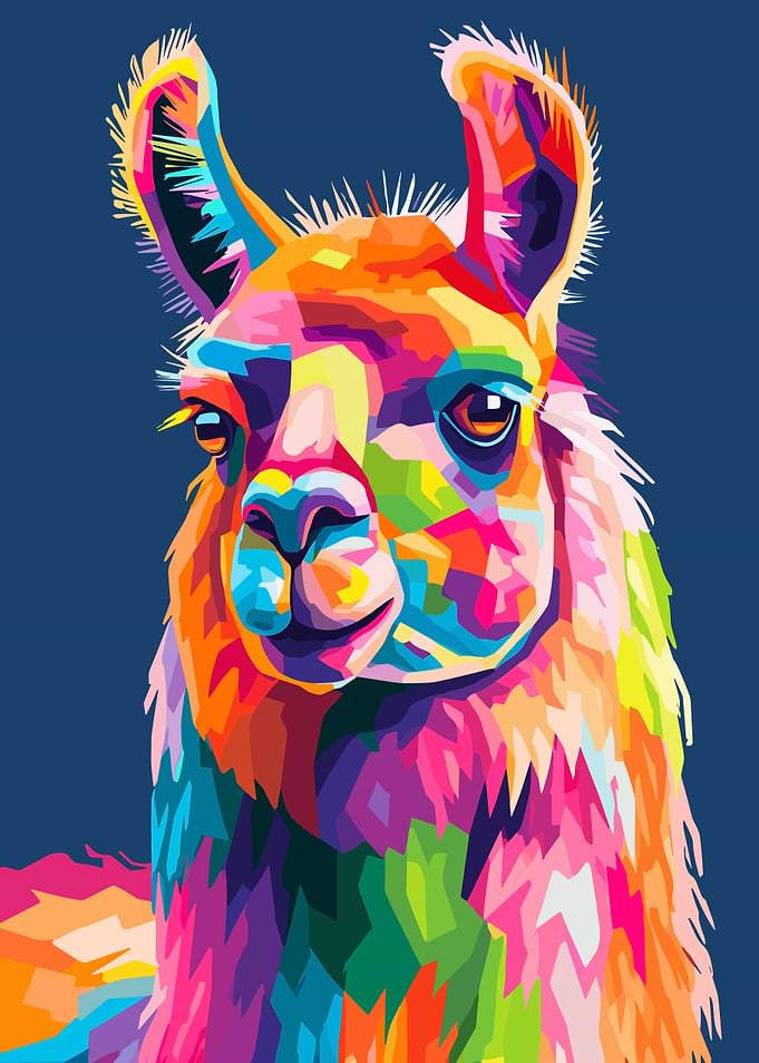 Colorful Llama Portrait