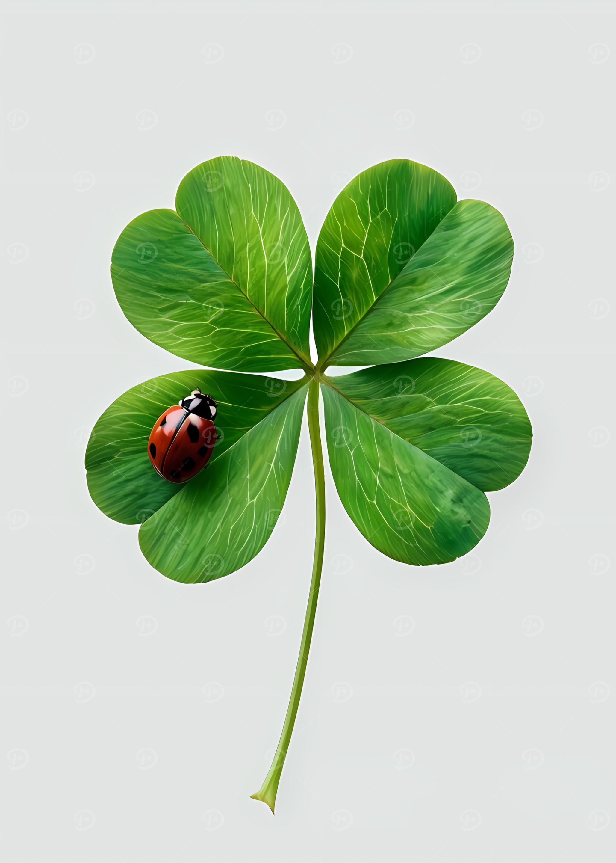 Four-leaf clover with ladybug