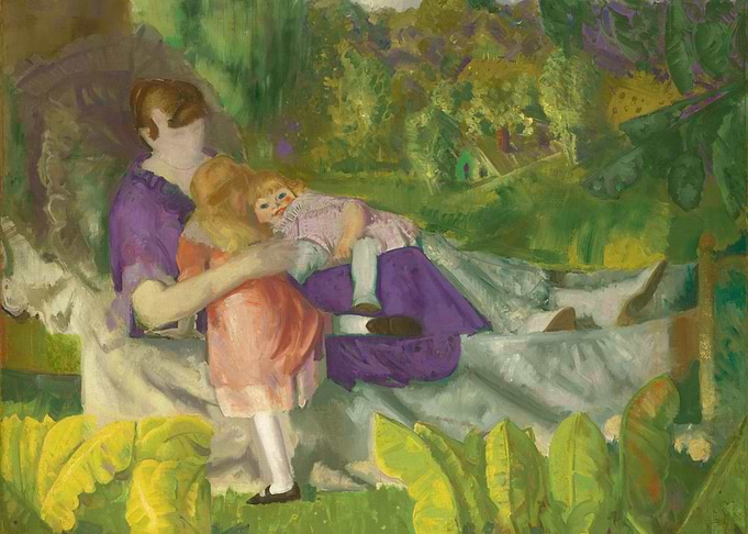 Mother and Children in Garden Painting